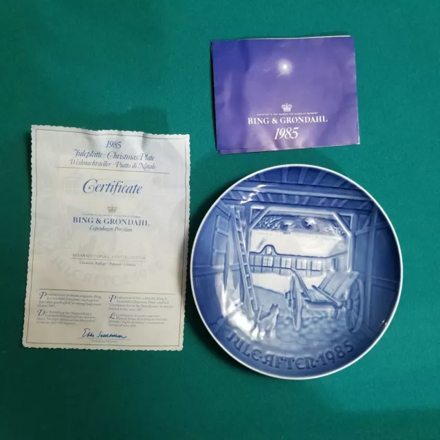 Jule After 1985 Vintage Royal Copenhagen Denmark(B&G) Christmas Plate w/ COA etc