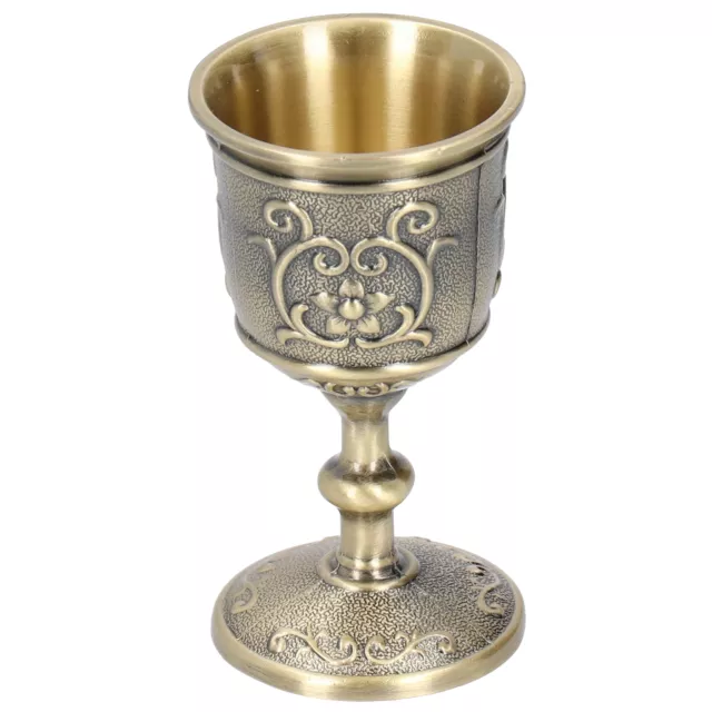 Vintage Embossed Chalice Wine Goblet Cups Bronze Drinking Metal Decoration Craft