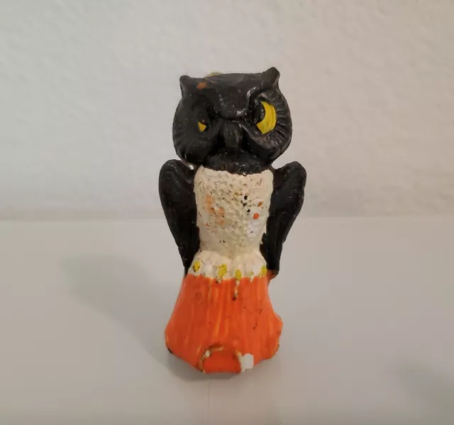 Vintage 1950's Gurley Novelty Candle Halloween OWL 3" Figure MELTED/DEFORMED