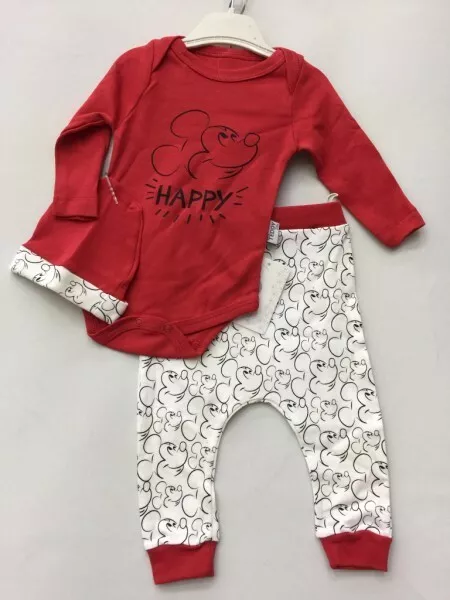 SALE! -30% Baby Boy Jungen 3tlg Set Body Hose Mütze Outfit Gr.62 Mickey Mouse