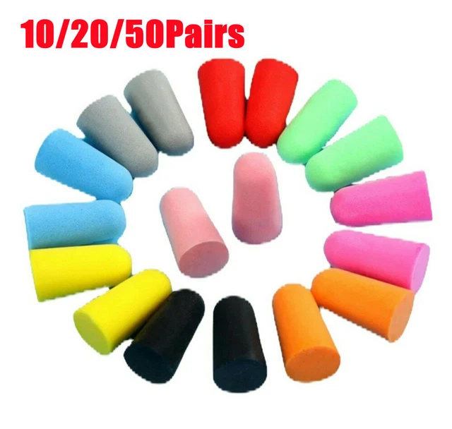 50 PAIA TAPPI AURICOLARI IN MORBIDA SCHIUMA riutilizzabili antirumore/sonno/nuoto/viaggio