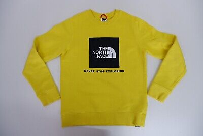 North Face Boys Jumper Sweatshirt Size L Large Yellow Logo Printed Long Sleeve