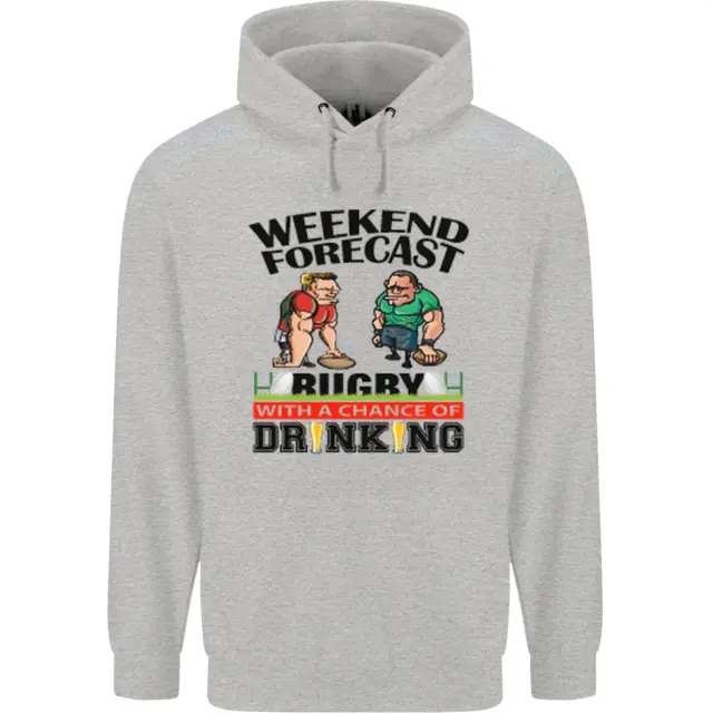 Weekend Forecast Rugby Funny Beer Alcohol Mens 80% Cotton Hoodie