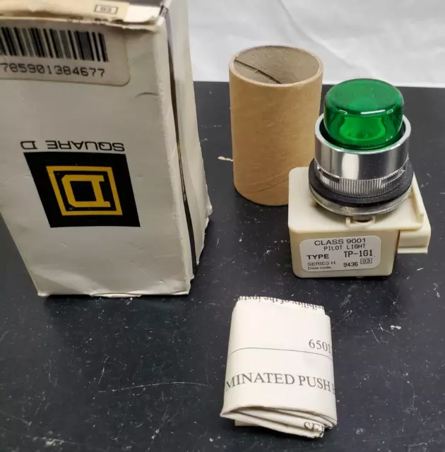 NEW - Square D - 9001-TP-1G1, Plastic Pilot Light, Green Cap - Un-Tested
