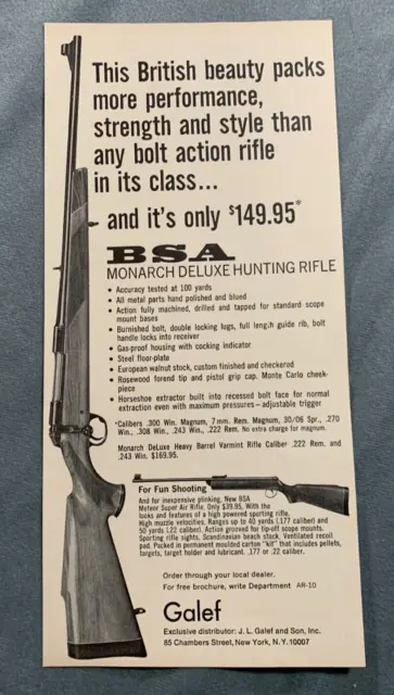 GALEF -  BSA Monarch Deluxe Rifle - VIntage Print Ad  - British Beauty