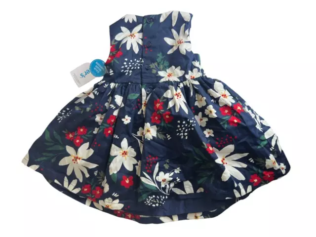 NWT Carters Dress Baby Girl Newborn Blue Flowers Lined Short Sleeve Bloomers 2