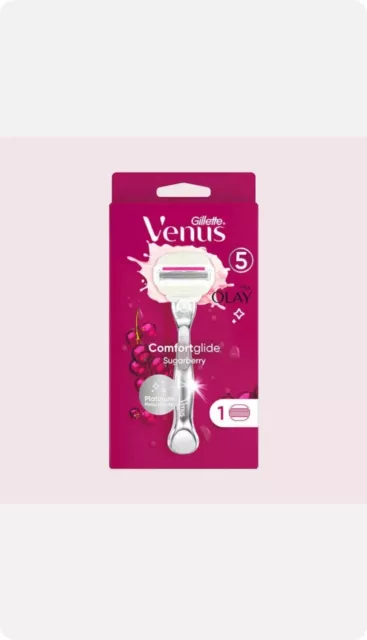 Gillette venus comfortglide razor sugarberry, platinum metal handle 100% GENUINE