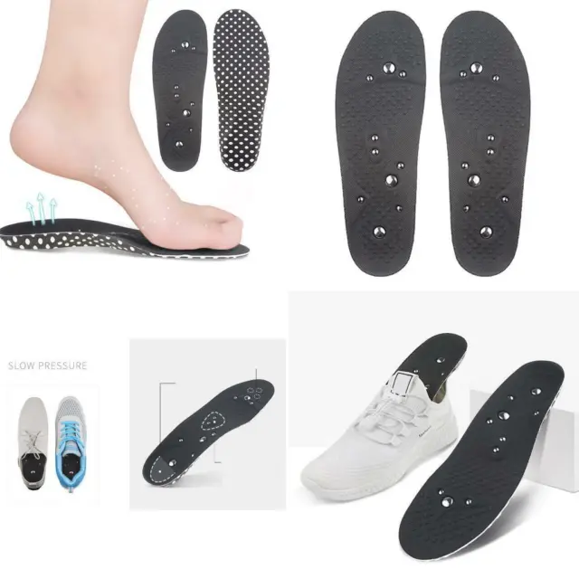 1 Pair Magnetic Massaging Shoe Insoles Acupressure Therapy Pain Relief Black