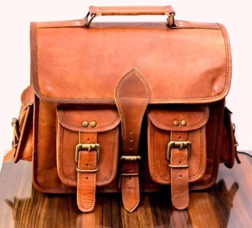 Leather Mens Vintage Laptop Backpack Rucksack Messenger Bag Satchel Genuine Bag