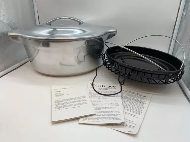 Technique Cast Aluminum 6 1/2 qt Dutch Oven Stovetop Smoker Roaster Inserts Lid