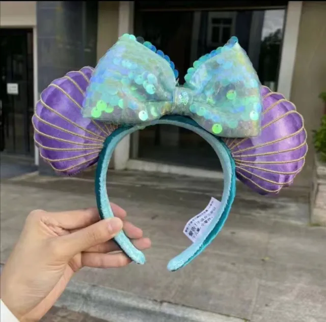 Disney Parks Little Mermaid Hair Ariel lila schimmerndes Minnie Ohren Stirnband