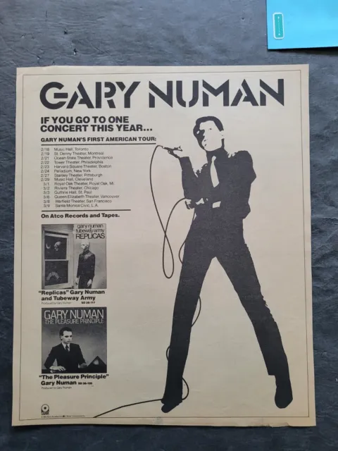 Gary Numan First American Tour Album Promo Print Advertisement Vintage 1980