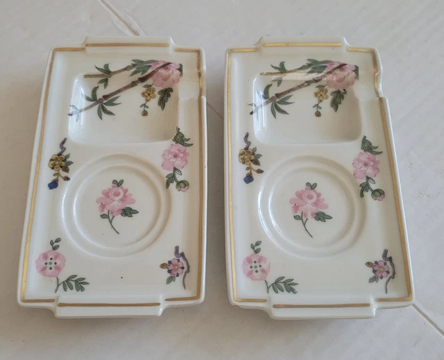 VINTAGE THEODORE HAVILAND Limoges France Set Of 2 Pink Floral Saucer