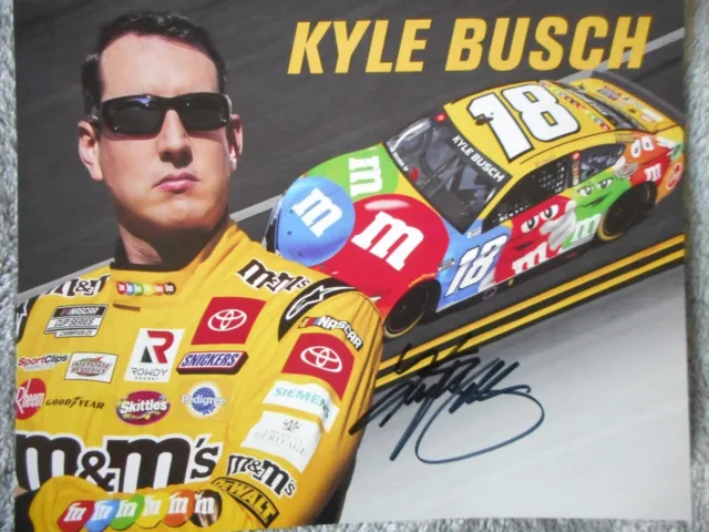 Kyle Busch signed 2022 #18 M&Ms Toyota CUP CHAMPION Nascar 8x10 Hero Card/Photo
