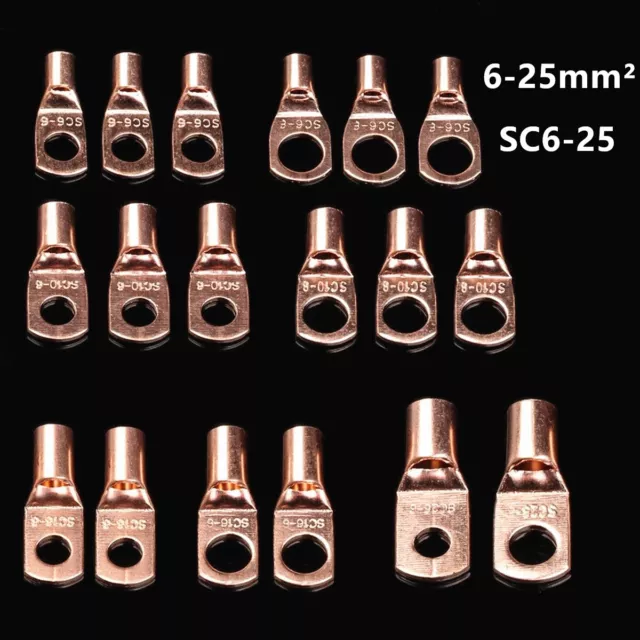 100/50pcs Copper Tube Terminals Battery Welding Cable Lug Ring Crimp Connectors