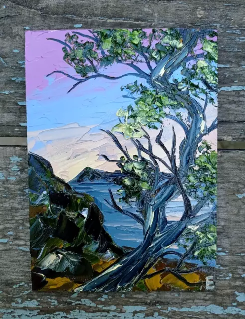 Original Acrylic Painting on Canvas Blooming Tree Moonlight Wall Decor