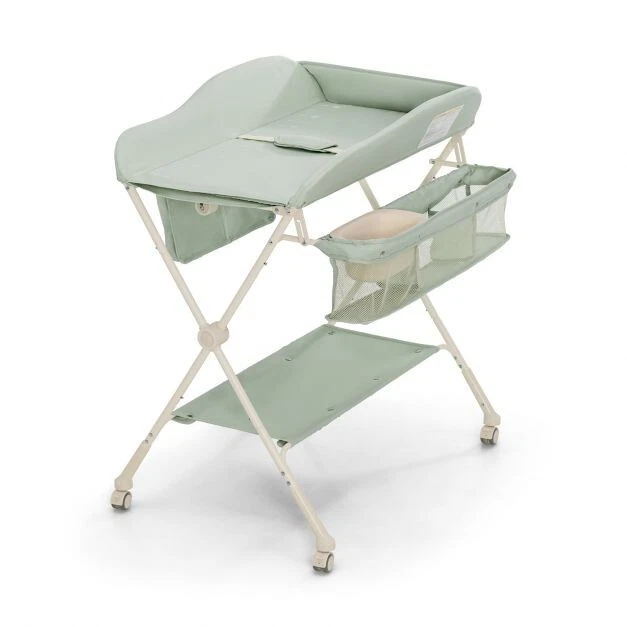Premium Green Folding Baby Changing Table Below Storage & Basket 4 in 1