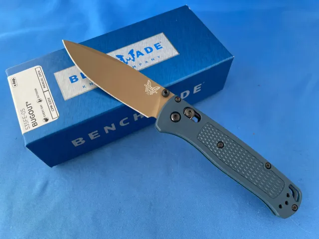 Benchmade 535FE-05 Bugout Knife Crater Blue Grivory Flat Dark Earth S30V