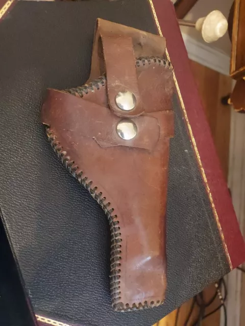 Vintage Leather Holster .Hand Made 8 1/4" with Two Safety Straps