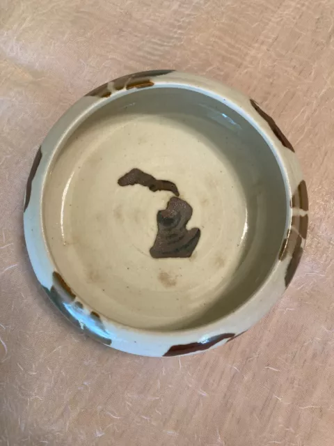 Vintage Small Pottery Bowl/Trinket Dish With The State Of Michigan Design