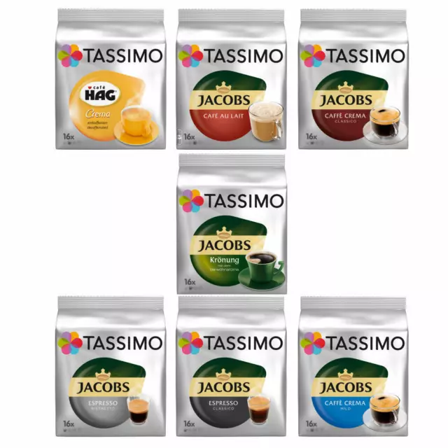 TASSIMO T-DISCS, LOT de 6 Sortes de Café au Choix, jusqu'à 96 Disc