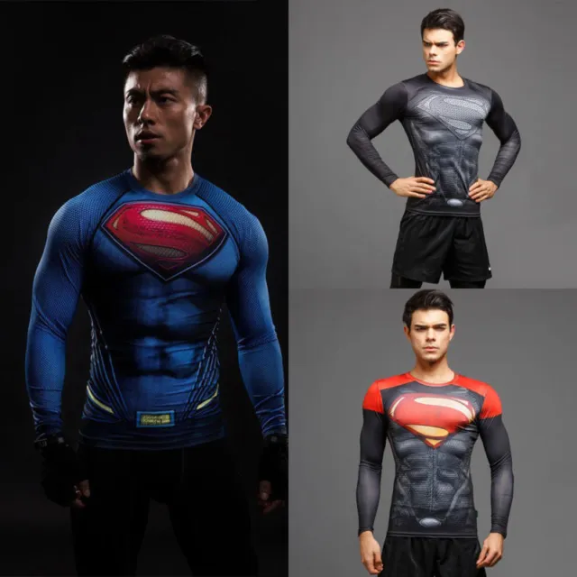 Hommes Marvel Super héros T-Shirt Cyclisme Sport Vêtement Superman Manche Longue