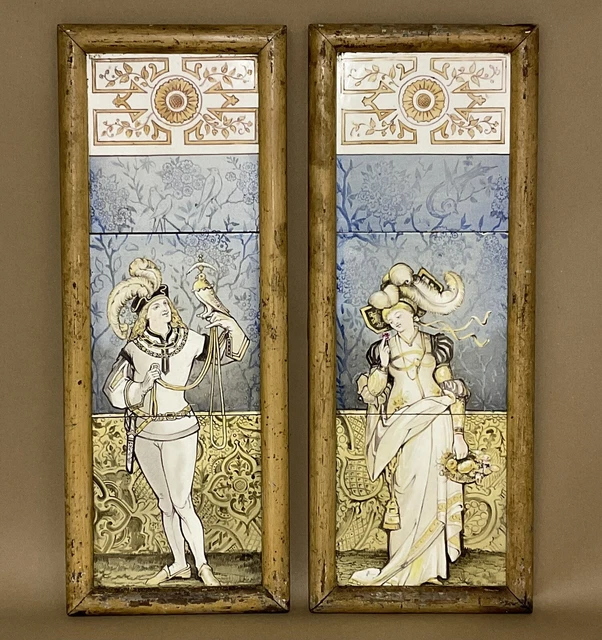 Pair Of Aesthetic Movement Minton Hollins & Co Framed Tiled Panels C1870