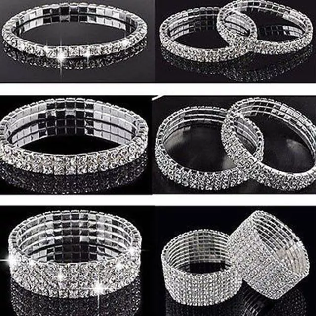 Diamante Stretch Bracelet Bling Sparkly Rhinestone Crystal For Ladies And Women