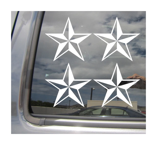 Lot of 4 - 3 inch Nautical Star 5 point Car Vinyl Decal Window Sticker 21005