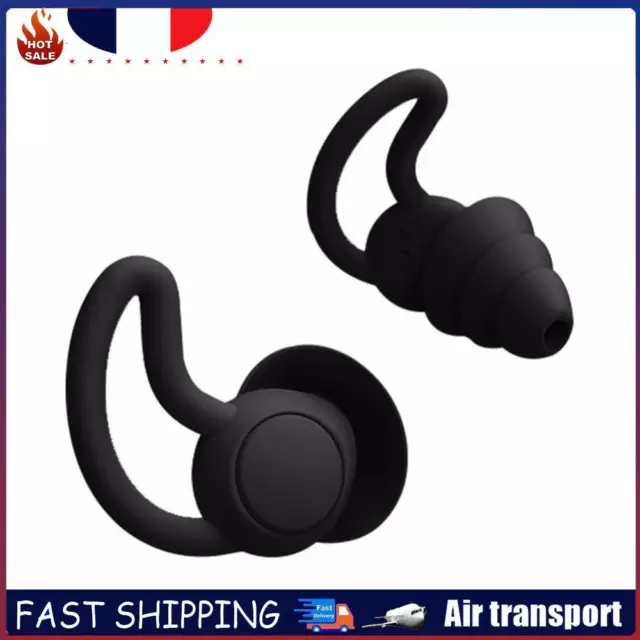Silicone Ear Plugs Sound Insulation Anti Noise Sleeping Earplugs (Black) FR