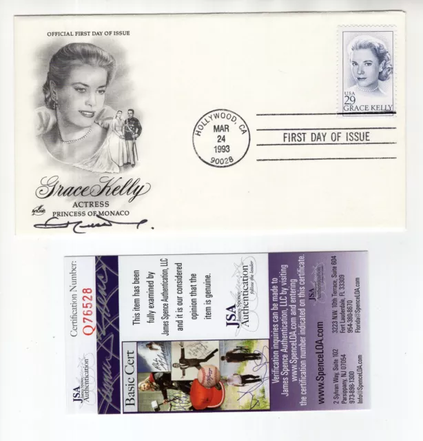 King Hussein Hand Signed 1993 Grace Kelly First Day Cover   King Of Jordan   Jsa