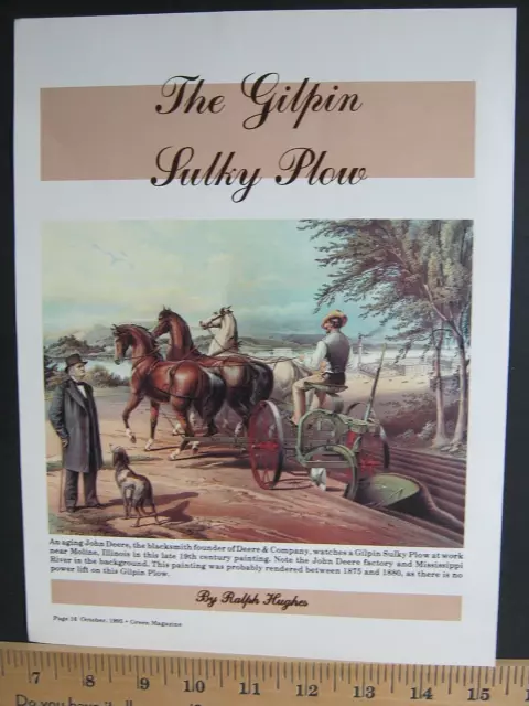 1995 Vintage Print Ad John Deere & Co. Gilpin Horse Drawn Plow Poster Wall Art