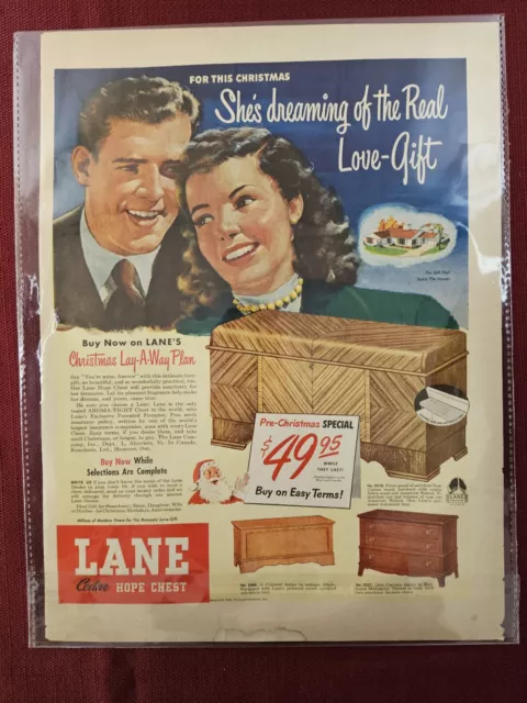 1940s Vintage Ad Lane Hope Chest Pictsweet Peas In Resealable Plastic Sleeve EUC