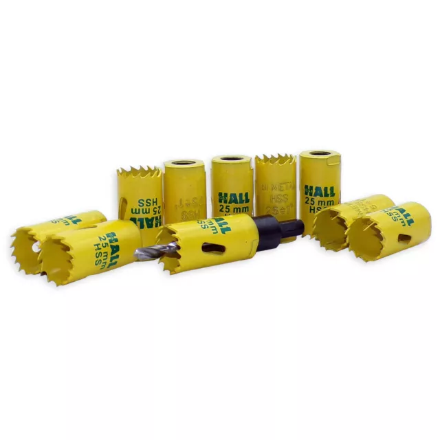 G&J Hall 25mm Bi Metal HSS Holesaw 10 Pack + 1 A1 Arbor