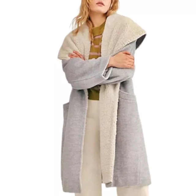 NWT $298 Free People We The Free COCO COZY Sm Gray Wool Sherpa Long Oversized