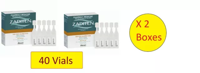Zaditen Eye Drops Single Use Vial 0.4ml X 40 ( 2 Boxes Best Economic Price )