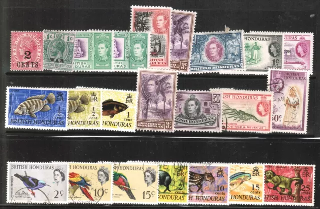 British Honduras, KGVI & QEII collection. SC#115-9,123 &152. Mint Hinged & Used