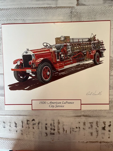 1926 American LaFrance  Fire Truck Ladder  Art Print Calendar Ad 12"x9.5"