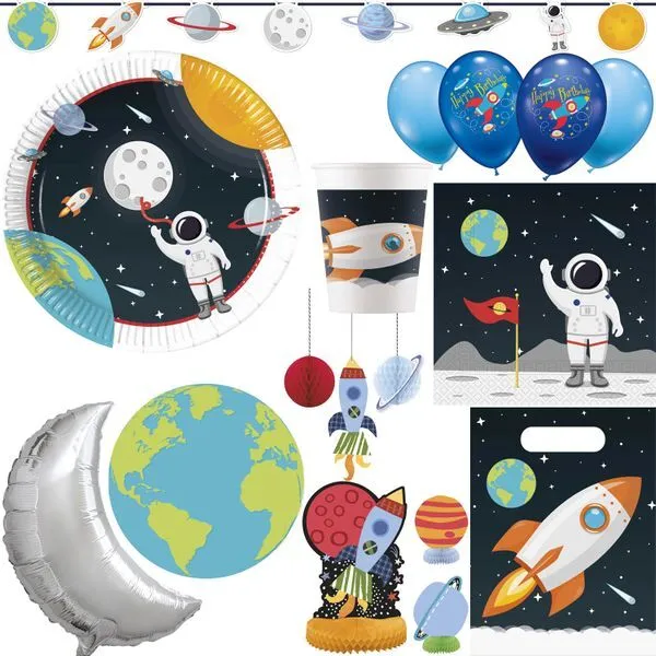 Astronaute Anniversaire D'Enfant Fête Décoration Espace Set Weltall Terre
