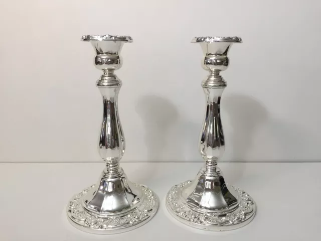 Pair of Oneida Silverplate Tanish-Resistand Candlestick Holders, Made in Japan