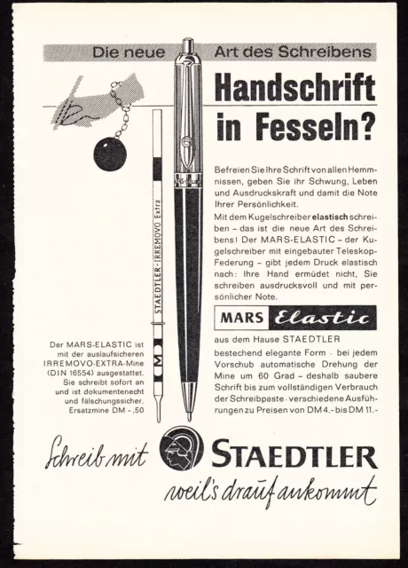 3w1643/ Alte Reklame von 1960 - schreibe mit STAEDTLER - weil´s drauf ankommt.