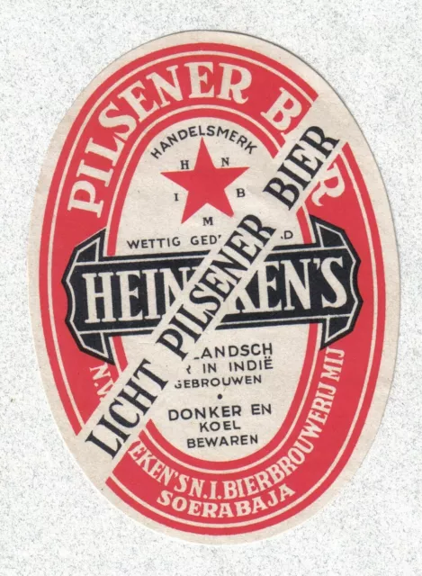 Beer label - Indonesia - "Heineken's Light Pilsener Beer" - Soerabaja