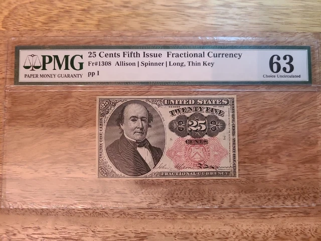 25 Cents Fifth Issue Fractional Currency PMG 63 FR 1308