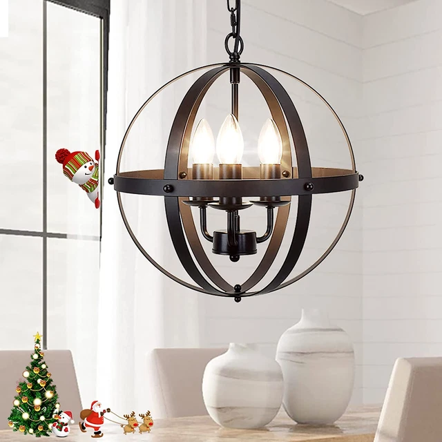 DLLT Vintage Pendant Hanging Light, Flush Mount Ceiling Chandelier Lamp with Met
