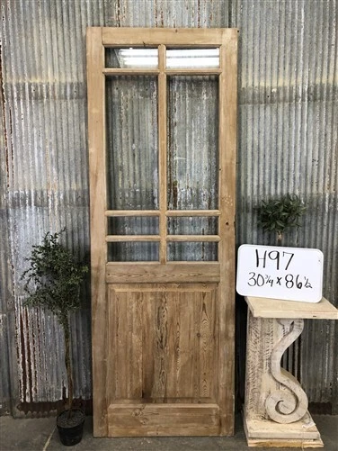 Antique French Single Door (30.75x86.5) 8 Pane Glass European Door H97
