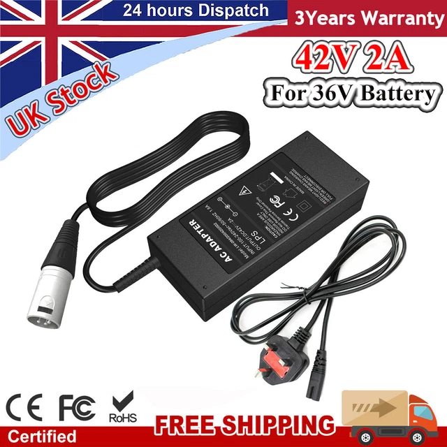 42V 2A Razor MX500 MX650 Dirt Rocket & EcoSmart Scooter Charger For 36V Lithium Battery