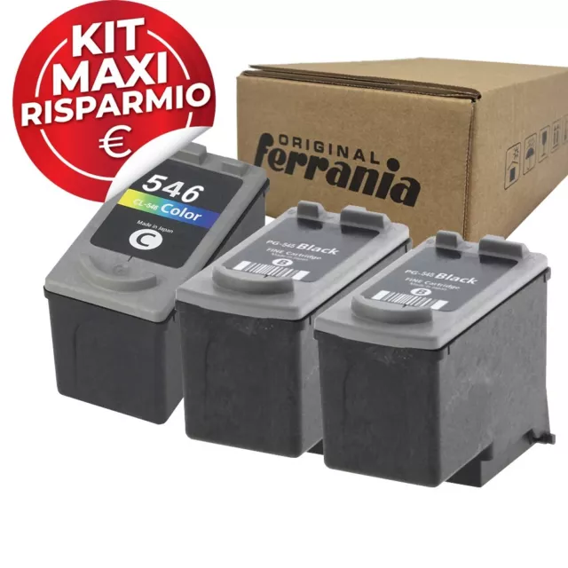3 Cartucce Canon PG545XL-CLI546XL per PIXMA IP2850, MG3050, MX490, TR4550, TS315