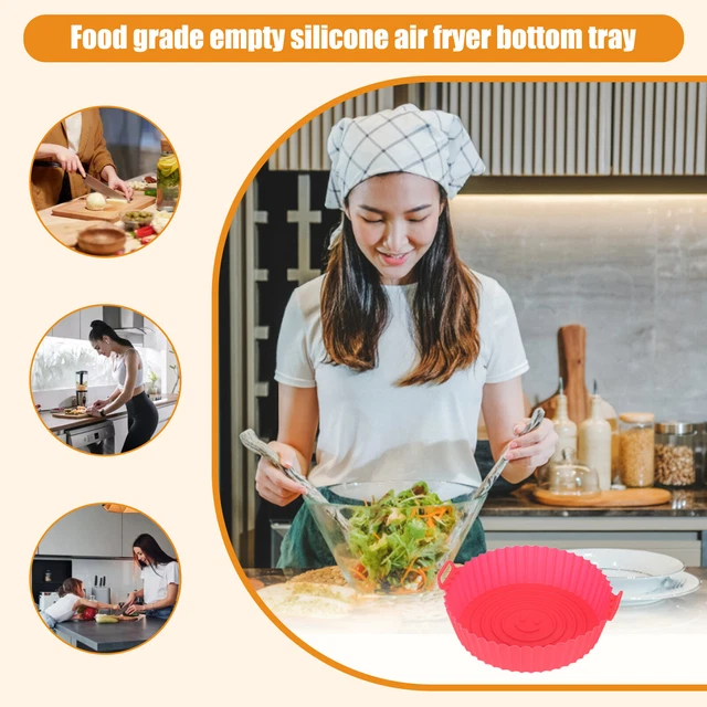 Alfombra de revestimiento freidora de aire horno de silicona para hornear pizza molde para pasteles (8,5 pulgadas rojo)