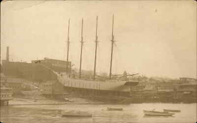 Belfast Maine ME Ship Building Ship Blanche Pendleton Real Photo Postcard