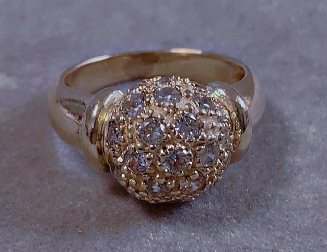 Bague Ancienne En Argent Massif Avec Topaze Et Zirconium – Modèle Dôme T55
